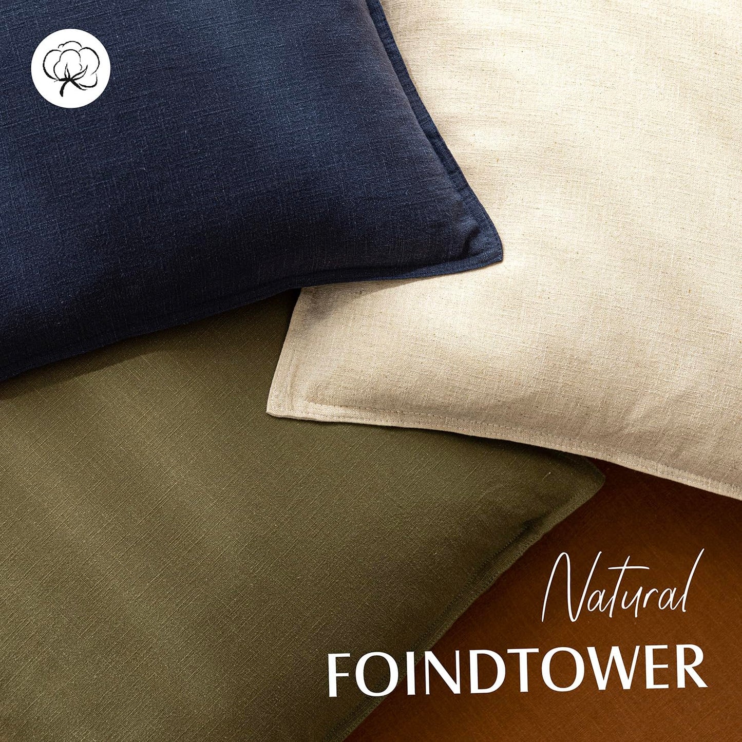 Foindtower Pack of 2, Decorative Linen Soild Throw Pillow Covers Soft Accent Cushion Case Boho Farmhouse Pillowcase for Chair Couch Sofa Bedroom Living Room Home Decor 20 x 20 Inch Olive Green