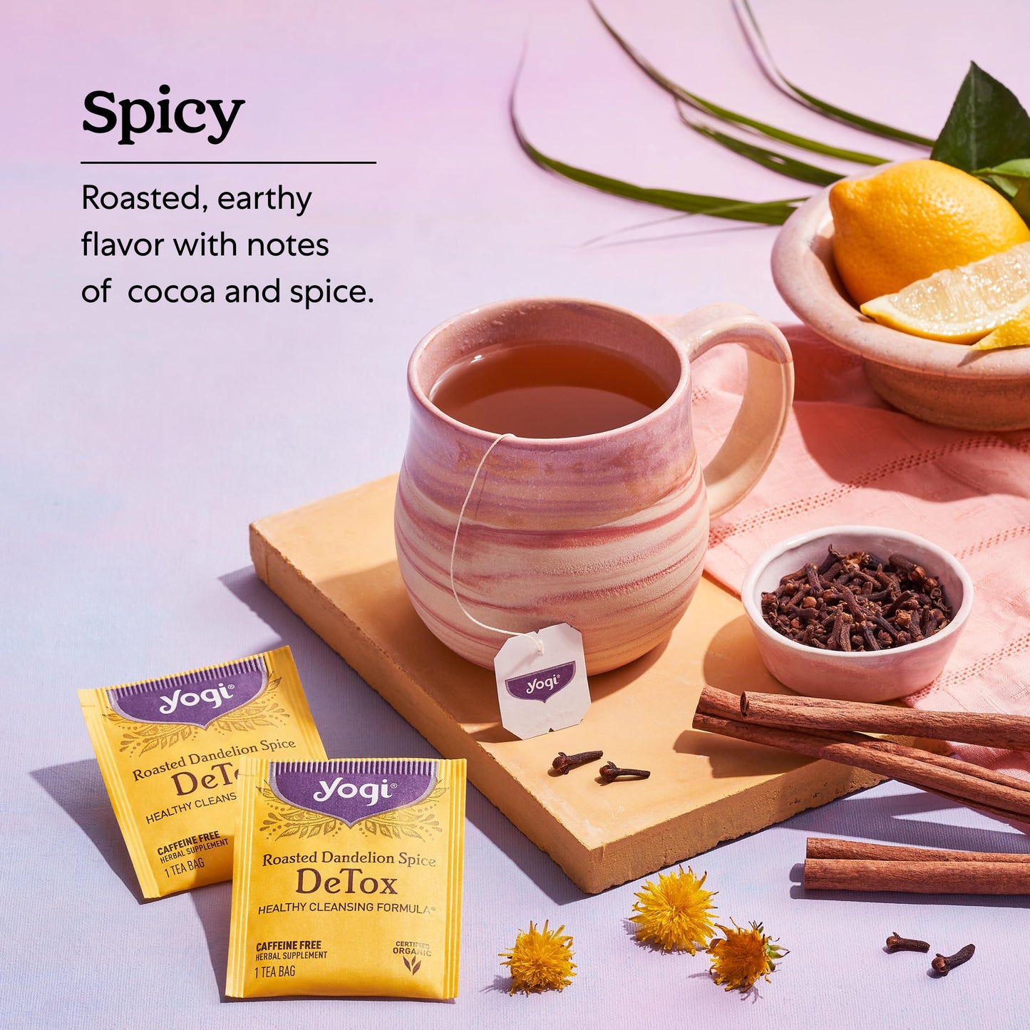 Yogi Tea Roasted Dandelion Spice DeTox Tea - 16 Tea Bags per Pack (4 Packs) - Organic DeTox Tea - Includes Roasted Dandelion Root, Dandelion Root, Cinnamon Bark, Cocoa Shell & More