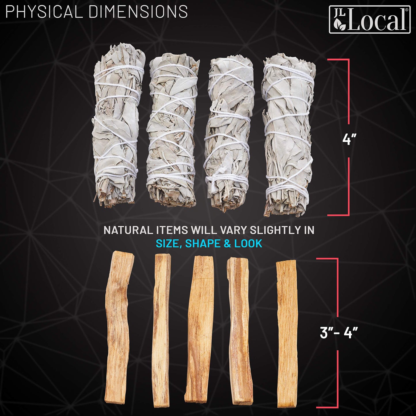 JL Local Smudge Kit Refill - White Sage & Palo Santo for Smudging, Healing, Purifying, Meditating & Incense