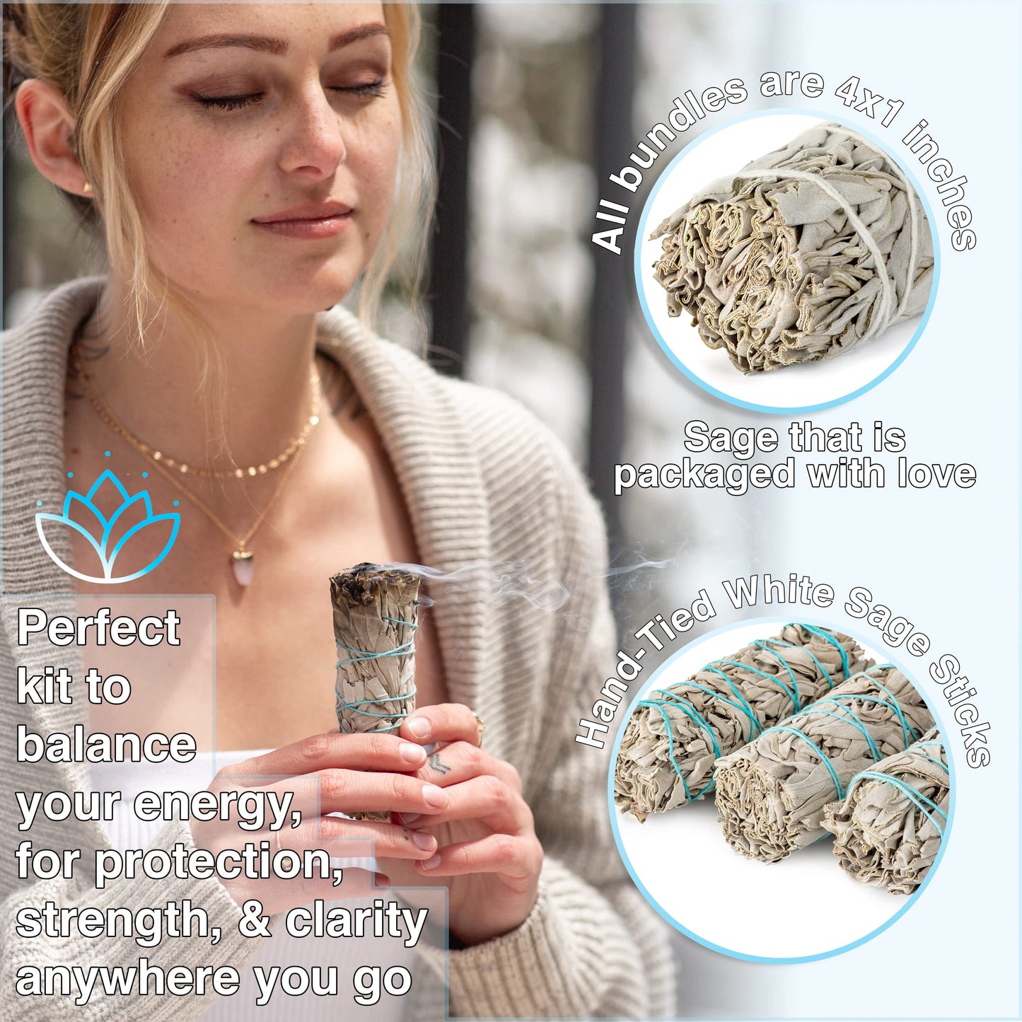 2 White Sage Bundles Smudging Kit Smudge Stick Gift Kit + Instructions & Blessings | Smoke Cleansing, Smudge Ceremony