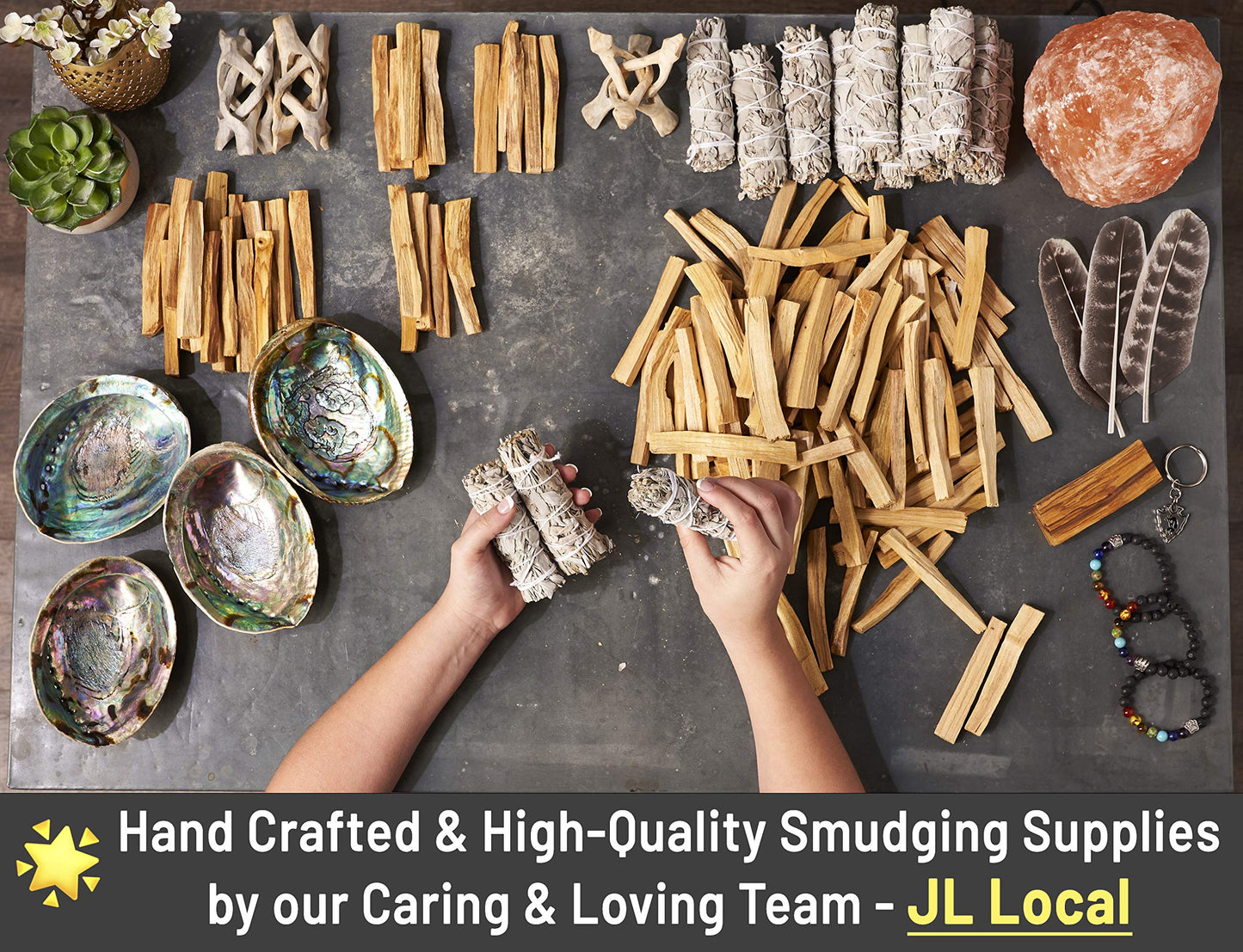 JL Local Smudge Kit Refill - White Sage & Palo Santo for Smudging, Healing, Smoke Cleansing, Meditating & Incense (Sage & Palo Refill)