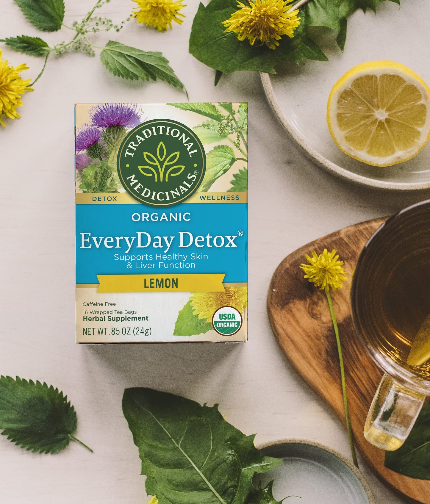 Traditional Medicinals Organic Everyday Lemon Detox Tea, 16 Tea Bags (Pack of 1)