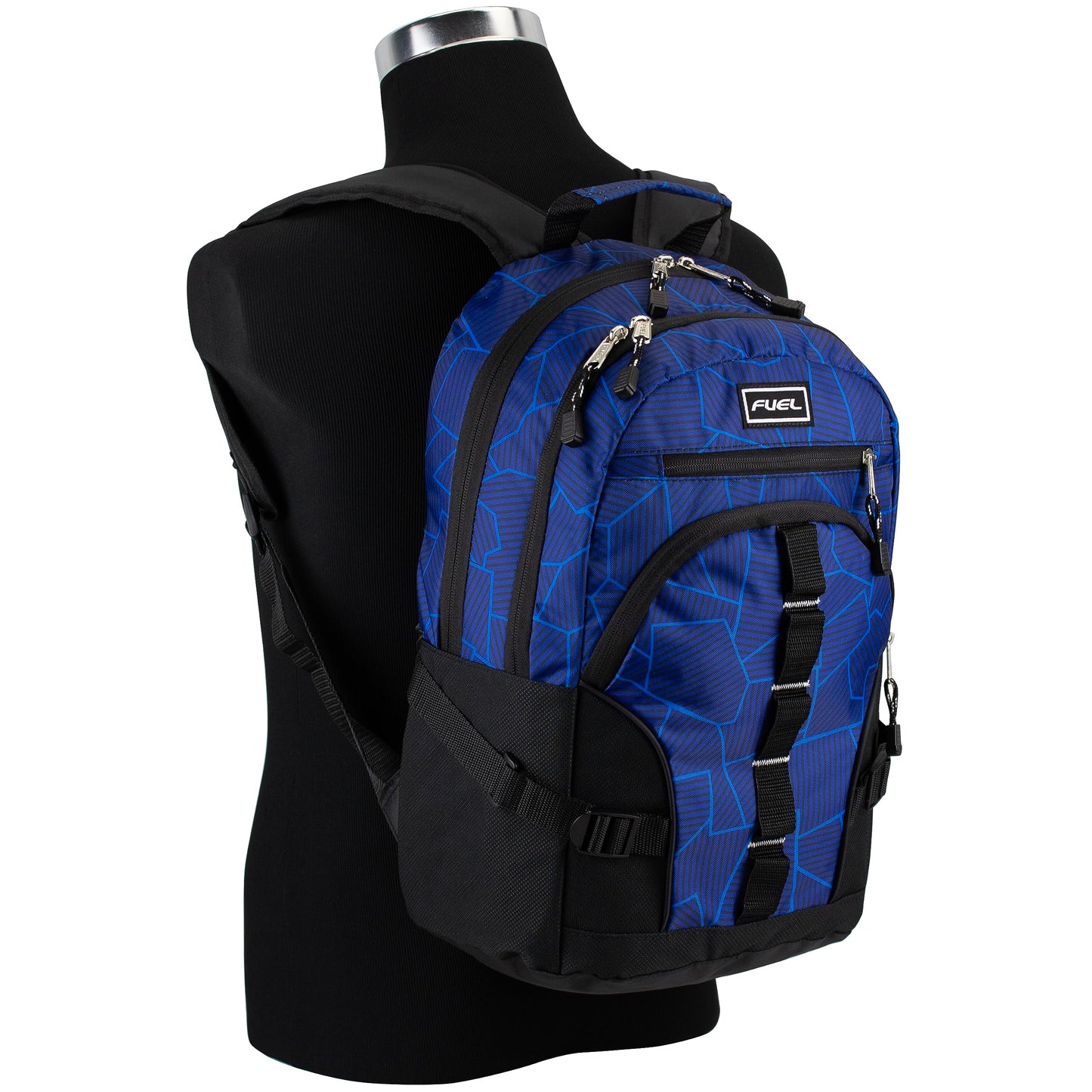 FUEL Hiking Laptop Backpack, College Bookbag, Travel Daypack with 5 Compartments, Dynamo Tech Pocket, 18.5 Inches, Geometric Cracks