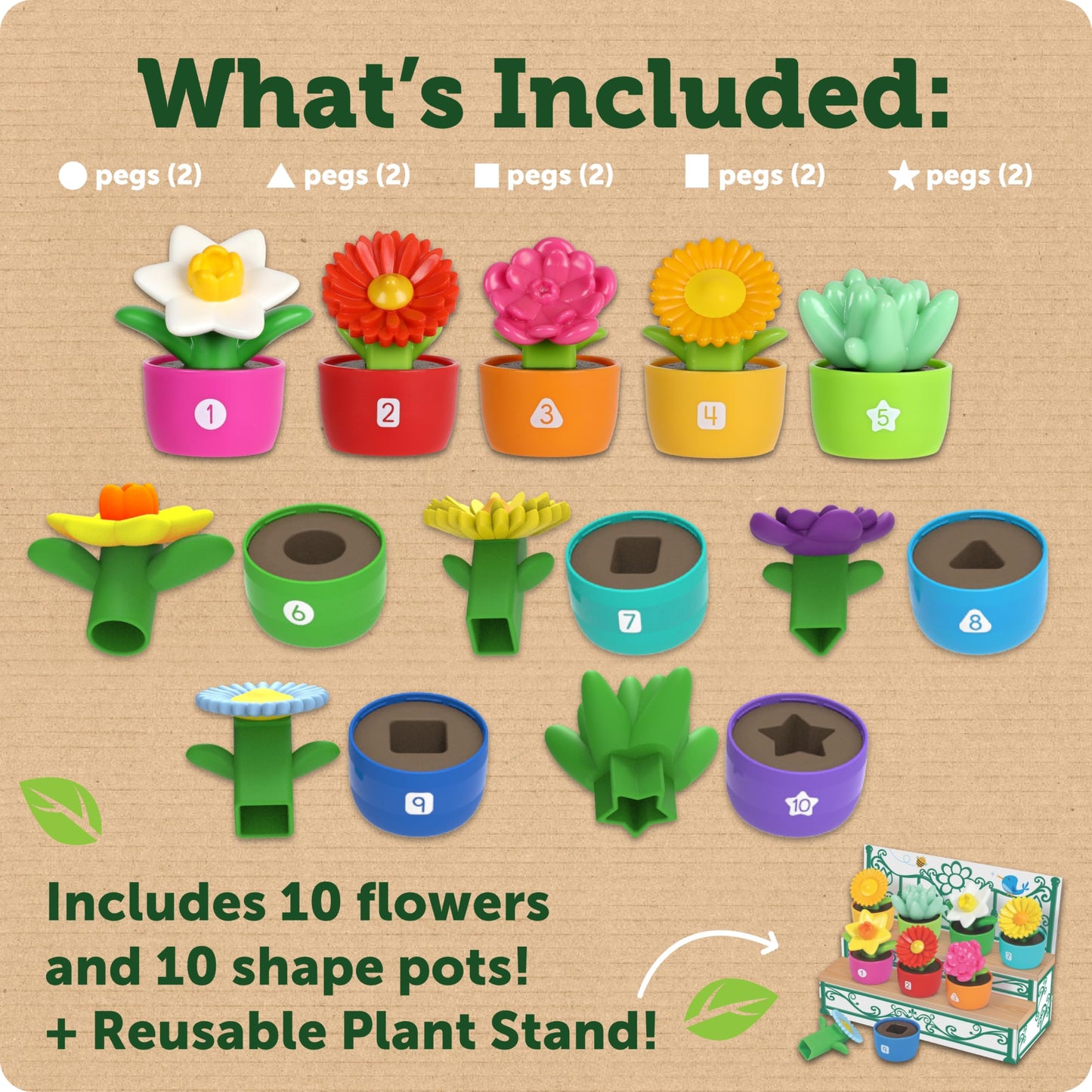 Learning Resources Shape & Color Garden, Kids Gardening Set, Flower Building Set, Toddler Outdoor Toys, Sensory Toys, Montessori, Preschool Learning Activities, Toddler Gifts, Easter for Kids