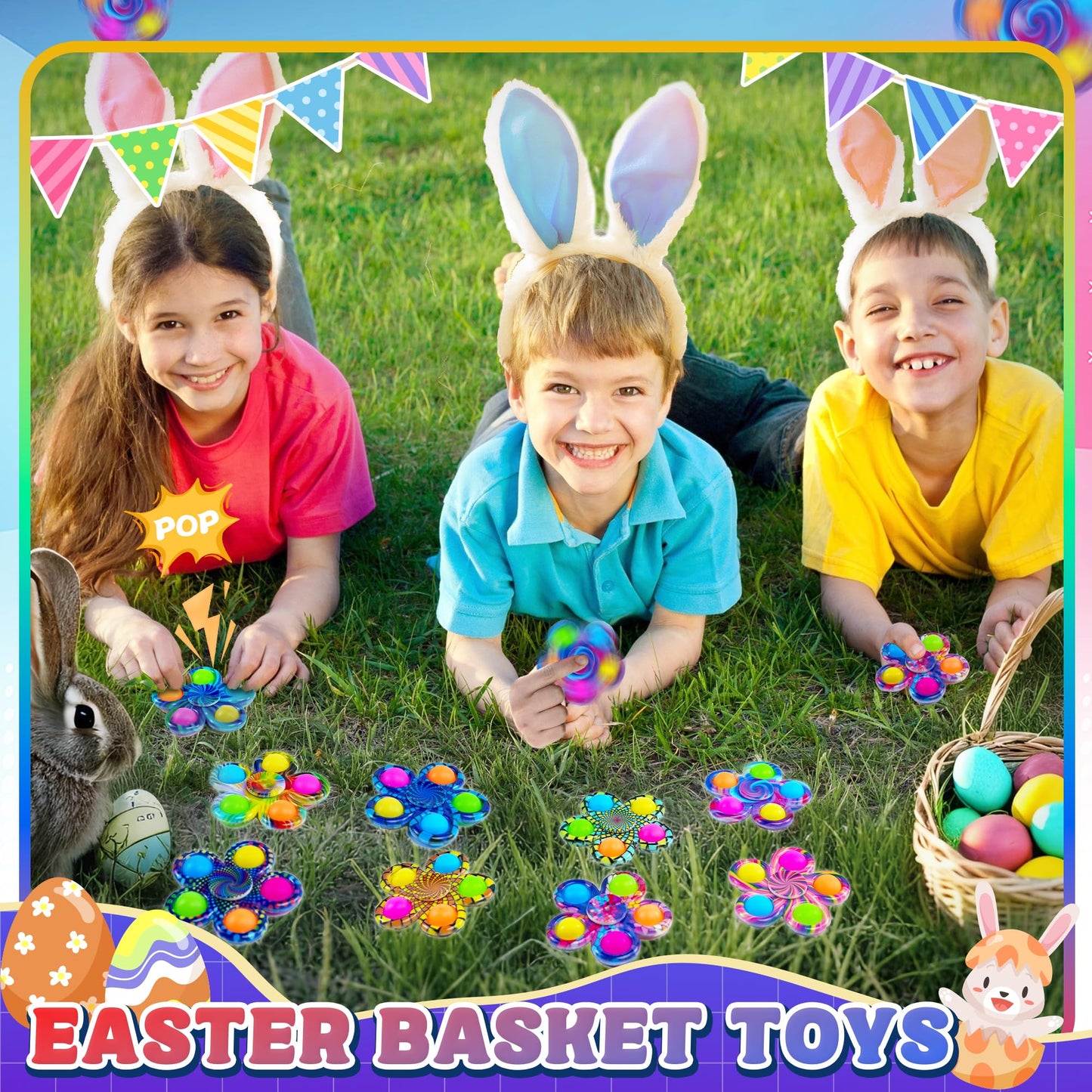 Fidget Spinners for Kids Bulk, 9 PCS Easter Basket Stuffers Party Favors Pop Fidget Toys Prize Box Small Toys Easter Fillers Autism Anxiety Stress Relief Products for Boys Girls Teens Adults Gifts