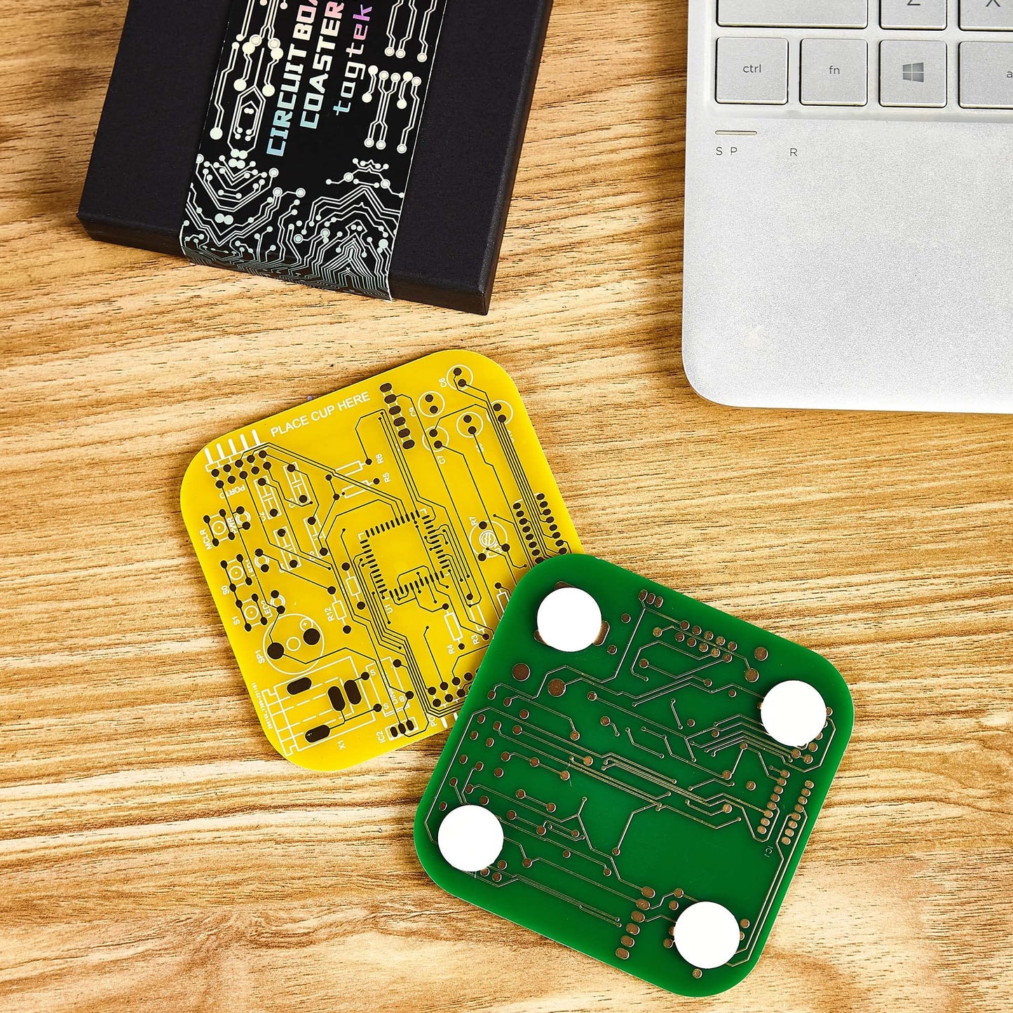 Coasters for Drinks in PCB-Design Green Coasters Decor with Immersion Gold Circuit Board Coasters for Coffee Table Bar Office Tech Gifts for Boyfriend Gamer Geek Engineer Dad Men Anniversary