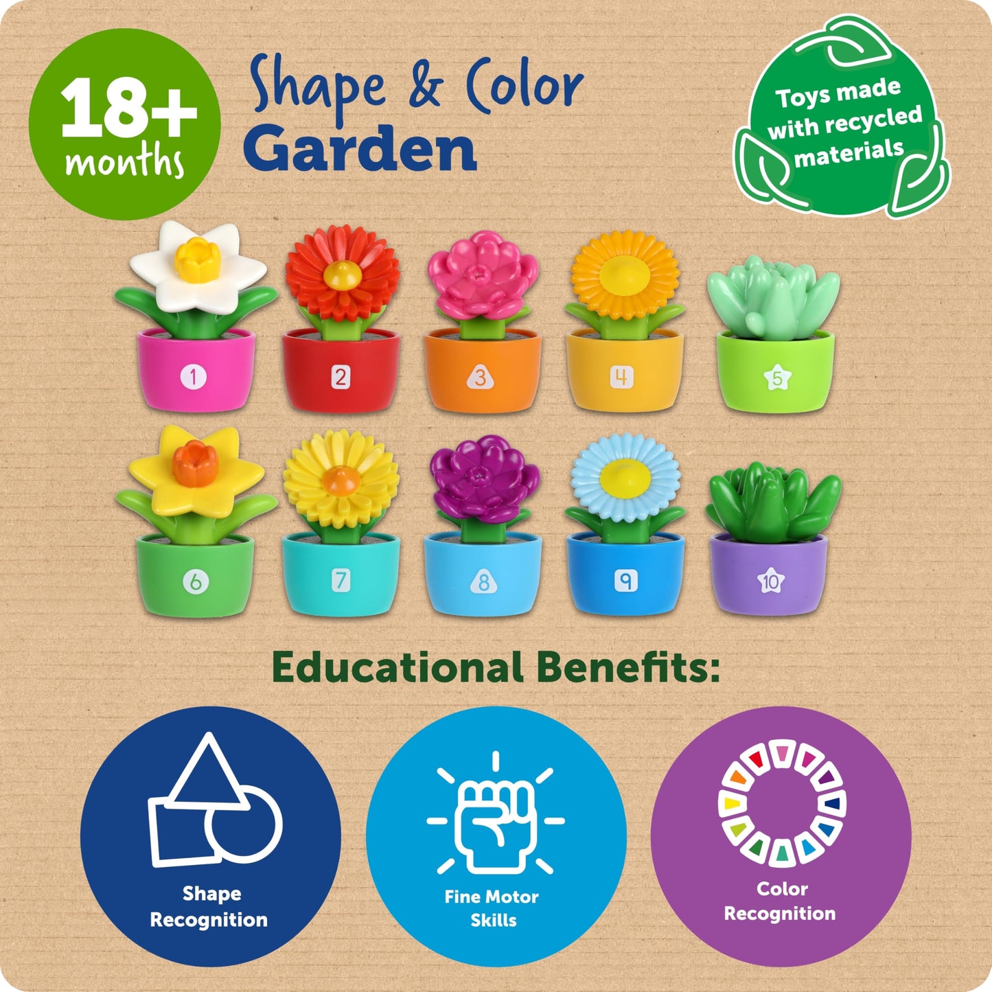 Learning Resources Shape & Color Garden, Kids Gardening Set, Flower Building Set, Toddler Outdoor Toys, Sensory Toys, Montessori, Preschool Learning Activities, Toddler Gifts, Easter for Kids