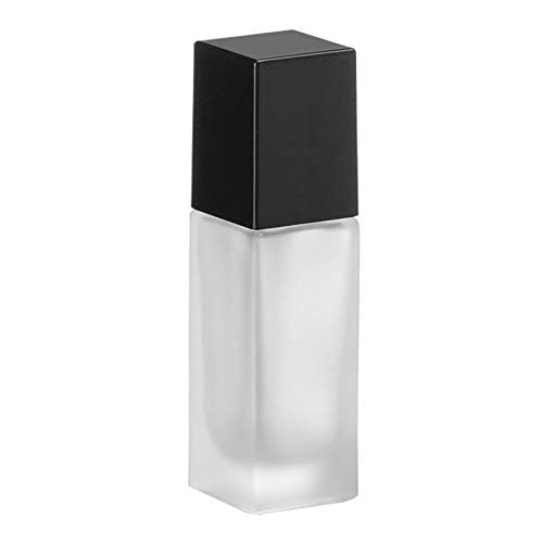 2 Pack 30ml/1 Oz Frosted Glass Foundation Bottle,Empty Refillable Square Lotion Bottle With Press Pump for Lotion Liquid Body Cream Cosmetic Travel Foundation Samples Vials-Pipette&Funnel Included