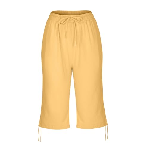 Limited+Time Deals Today Prime Women's Cotton Linen Shorts 2025 Summer Casual Loose Fit Drawstring Bermuda Shorts Vacation Beach Pocket Solid Shorts Dressy Shorts for Women