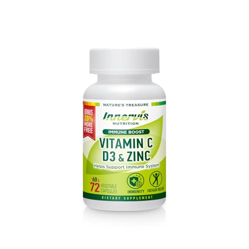 INNERVISNUTRITION Immunity Immune Boost Vitamin C 900mg, D3 2,500 IU, Zinc 25mg | 72 Veggie Capsules, 72-Day Supply | Immune System Support | Made in USA, Vegetarian-Friendly, 3rd Party Lab Tested
