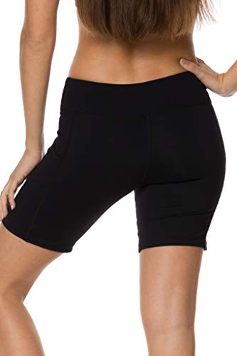 Epic MMA Gear Stretchy Active Fitness Yoga Running Exercise Workout Shorts Side Pockets, 7" Inseam (M, Black)