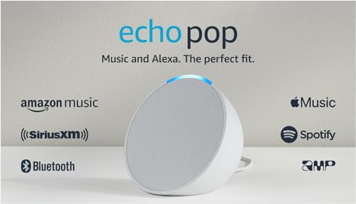 Amazon Echo Pop (newest model), Our smallest Alexa speaker, Fits in any room, Glacier White