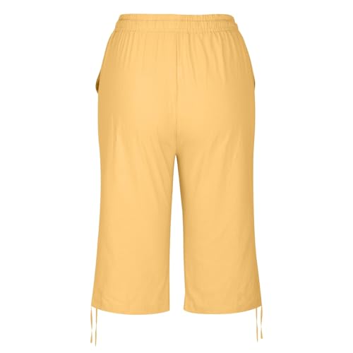 Limited+Time Deals Today Prime Women's Cotton Linen Shorts 2025 Summer Casual Loose Fit Drawstring Bermuda Shorts Vacation Beach Pocket Solid Shorts Dressy Shorts for Women