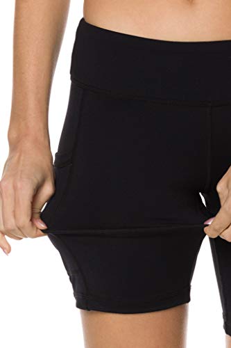 Epic MMA Gear Stretchy Active Fitness Yoga Running Exercise Workout Shorts Side Pockets, 7" Inseam (M, Black)