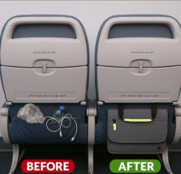 SO~MINE Airplane Pocket Organizer | Tray Table Cover | In Flight Seat Back Organizer Bag | Commuter Essential Travel Bag | Media Pouch For Flying | Travel Gift | Attaches To Luggage | Ash/Lime