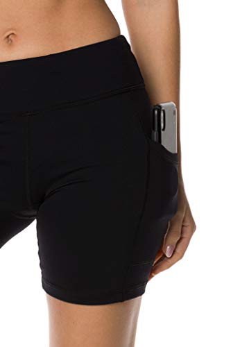 Epic MMA Gear Stretchy Active Fitness Yoga Running Exercise Workout Shorts Side Pockets, 7" Inseam (M, Black)