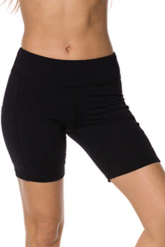 Epic MMA Gear Stretchy Active Fitness Yoga Running Exercise Workout Shorts Side Pockets, 7" Inseam (M, Black)