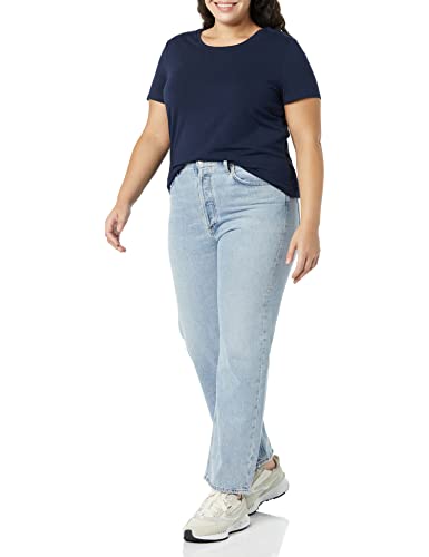Amazon Essentials Women's Classic-Fit Short-Sleeve Crewneck T-Shirt, Pack of 4, Black/Charcoal Heather/Navy/White, XX-Large