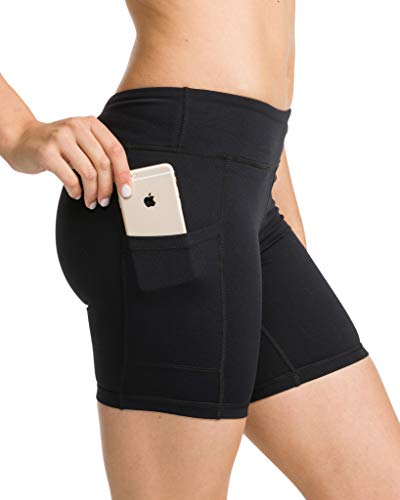 Epic MMA Gear Stretchy Active Fitness Yoga Running Exercise Workout Shorts Side Pockets, 7" Inseam (M, Black)