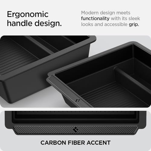 Spigen Center Console Organizer Tray Designed for New Tesla Model Y 2025 Refresh (Juniper) and Tesla Model 3 2025/2024 Refresh (Highland) with Smooth Slide Technology (Carbon Edition)