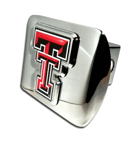Texas Tech Red Raiders Bright Polished Chrome with Color TT Emblem NCAA College Sports Trailer Hitch Cover Fits 2 Inch Auto Car Truck Receiver