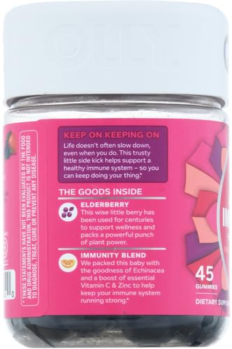 OLLY Immunity Gummy, Immune Support, Elderberry, Zinc, Vitamin C, Supplement, Berry Flavor, 15 Day Supply - 45 Count