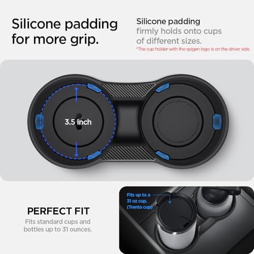 Spigen Cup Holder Insert Relaxed Grip Designed for Tesla Model 3 & Y 2025/2024/2023 [Not Compatible with Model 3 2025/2024 Refresh & New Tesla Model Y 2025 Refresh] (Up to Trenta Cups)