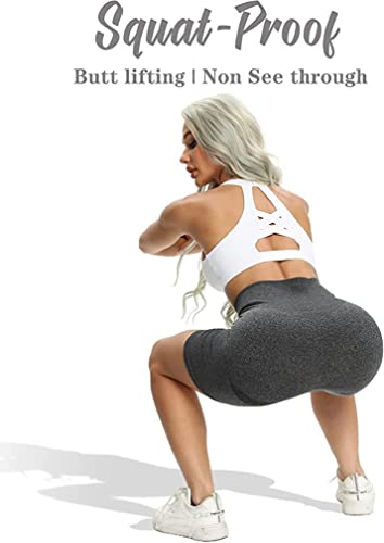 OQQ Women's 3 Piece High Waist Workout Shorts Butt Lifting Tummy Control Ruched Booty Smile Yoga Short Pants Black Grey Avocadogreen