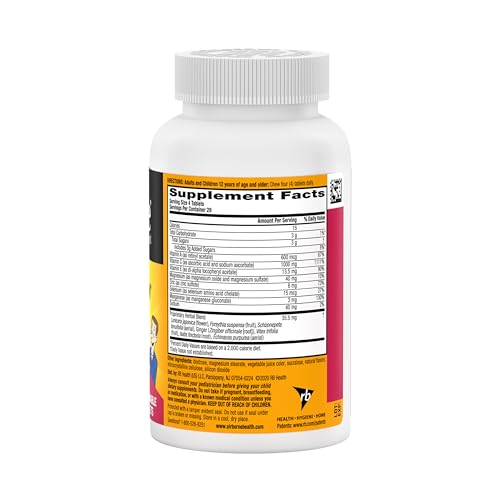 Airborne 1000mg Vitamin C with Vitamin D & Zinc, Multivitamin Immune Support Supplement, Antioxidants Vitamins A C & Vitamin E, 116 Chewable Tablets, Very Berry Flavor