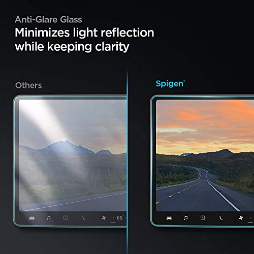 Spigen Tempered Glass Screen Protector [GlasTR EZ FIT] Designed for Tesla Model 3 (2023-2017), Tesla Model Y (2025-2020) 15 inch Dashboard Touchscreen - Matte/Anti Fingerprint