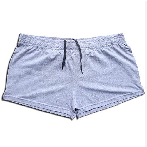 JEEING GEAR Men's Bodybuilding Gym Workout Fitness Shorts 3" Inseam inch Cotton Without Pocket Blue Gray 2pcs M
