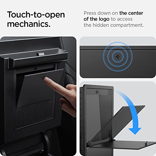 Spigen One-Tap Hidden Storage Box Designed for Tesla Model 3 & Y Center Console Organizer Armrest 2024/2023/2022 [Not Compatible with Model 3 2025/2024 Refresh and Model Y 2025] (Carbon Edition)