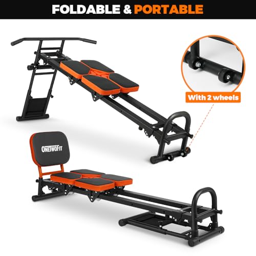 ONETWOFIT Multifunctional Indoor Home Gym Workout, Foldable Total Full Body Strength Training Fitness Exercise Equipment, All in one Workout Station with 4 Resistance Levels Over 80 Exercise Options