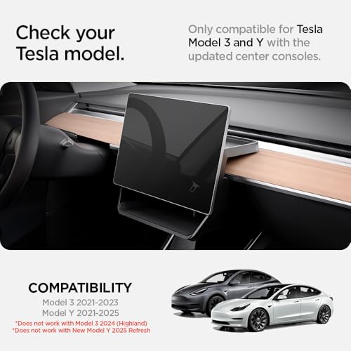 Spigen Under Screen Storage Organizer Designed for Tesla Model 3 & Y 2025/2024/2023 [Not Compatible with Tesla Model Y 2023 Austin Texas Made & Model 3 2025/2024 Refresh & New Model Y 2025 Refresh]