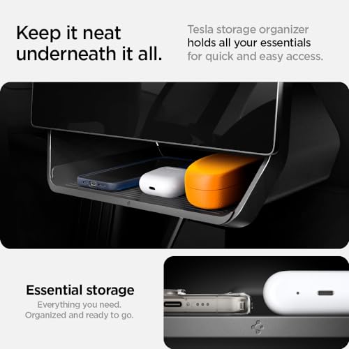 Spigen Under Screen Storage Organizer Designed for Tesla Model 3 & Y 2025/2024/2023 [Not Compatible with Tesla Model Y 2023 Austin Texas Made & Model 3 2025/2024 Refresh & New Model Y 2025 Refresh]