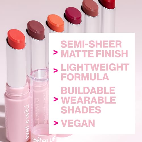 wet n wild Soft Blur Matte Lipstick, Velvety Semi-Sheer Buildable Color, Soft Matte Powdery Finish, Comfortable Wear, Vegan & Cruelty-Free - Nude for Love
