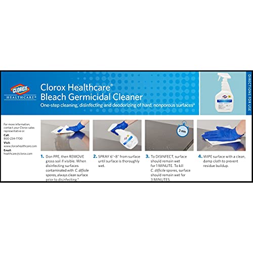 Clorox Healthcare Bleach Germicidal Cleaner Refill, 128 Fluid Ounces, Pack of 4 (Package May Vary)