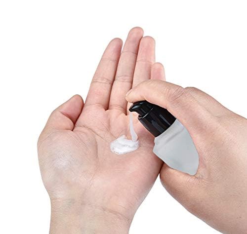 2 Pack 30ml/1 Oz Frosted Glass Foundation Bottle,Empty Refillable Square Lotion Bottle With Press Pump for Lotion Liquid Body Cream Cosmetic Travel Foundation Samples Vials-Pipette&Funnel Included
