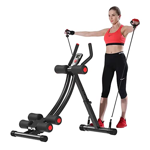 Fitlaya Fitness AB Workout Equipment Home Gym Exercise Equipment Abdominal Exercise Fitness Equipment with Resistance Bands red02