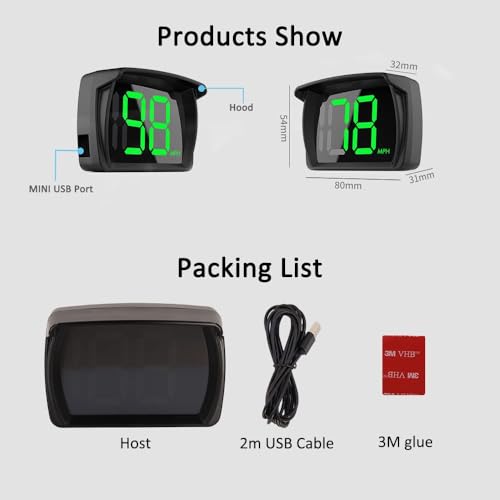 VJOYCAR New Speedometer HUD GPS Digital Speed Meter MPH Speedo Head Up Display for Cars Trucks, USB Cable Plug & Play (G20-Only Green)
