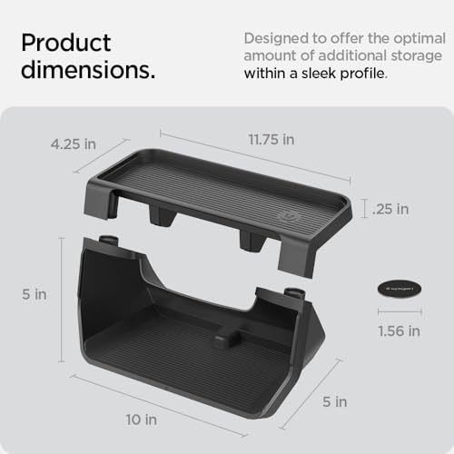 Spigen Under Screen Storage Organizer Designed for Tesla Model 3 & Y 2025/2024/2023 [Not Compatible with Tesla Model Y 2023 Austin Texas Made & Model 3 2025/2024 Refresh & New Model Y 2025 Refresh]