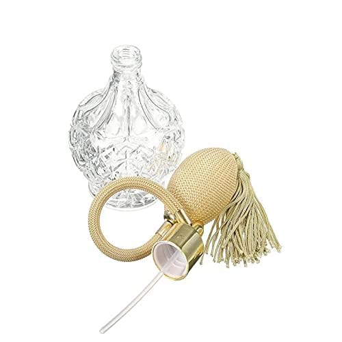 80ml Clear Crystal Vintage Style Perfume Bottle Gold Long Spray Tassels Atomizer Pump Refillable Glass Bottles Makeup Tool