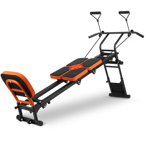 ONETWOFIT Multifunctional Indoor Home Gym Workout, Foldable Total Full Body Strength Training Fitness Exercise Equipment, All in one Workout Station with 4 Resistance Levels Over 80 Exercise Options
