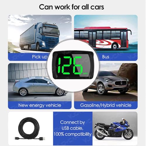VJOYCAR New Speedometer HUD GPS Digital Speed Meter MPH Speedo Head Up Display for Cars Trucks, USB Cable Plug & Play (G20-Only Green)