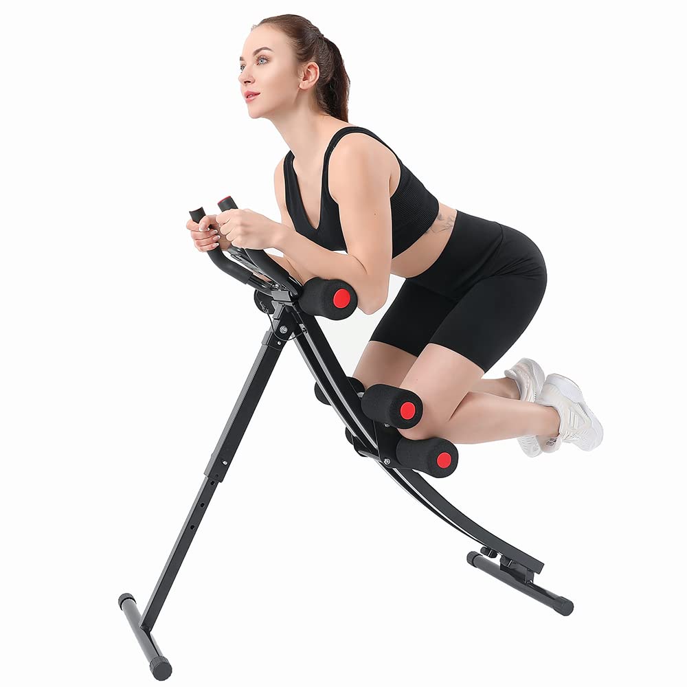 Fitlaya Fitness Core & Abdominal Trainers AB Workout Machine Home Gym Strength Training Ab Cruncher Foldable Fitness Equipment (red01)