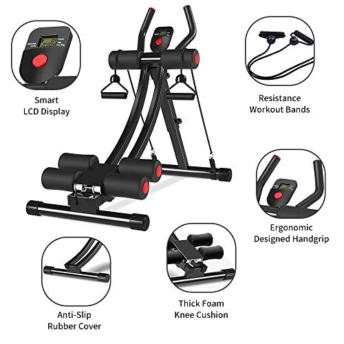 Fitlaya Fitness AB Workout Equipment Home Gym Exercise Equipment Abdominal Exercise Fitness Equipment with Resistance Bands red02