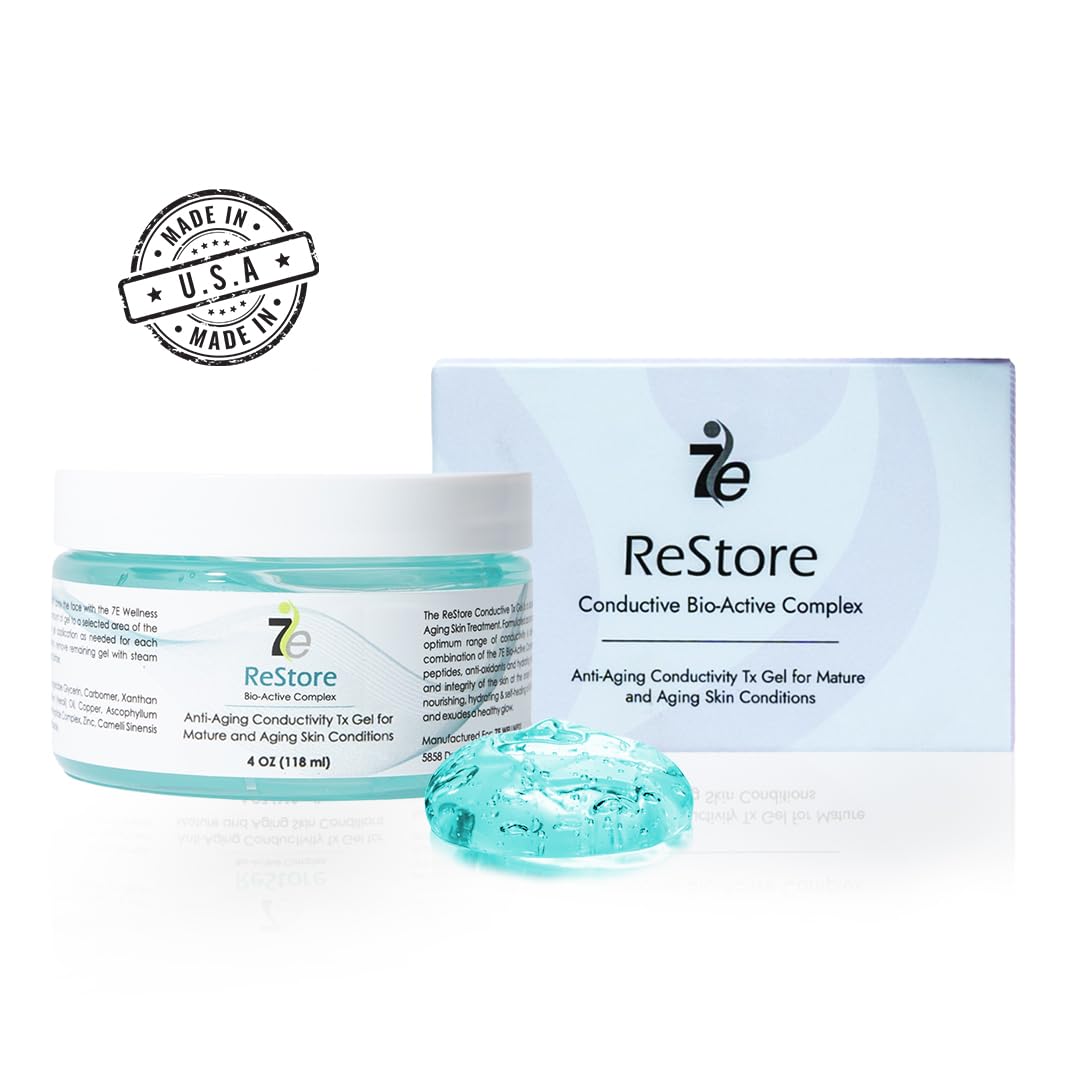 myolift 7E Wellness ReStore Conductive Microcurrent Gel with Bio-Active Complex - 4oz - Facial Skin Care with Green Tea Extract, Hyaluronic Acid & Collagen Peptides - Anti-Aging & Skin Tightening