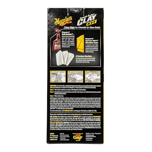 Meguiar's G191700 Smooth Surface Clay Kit, Safe and Easy Car Claying for Smooth as Glass Finish