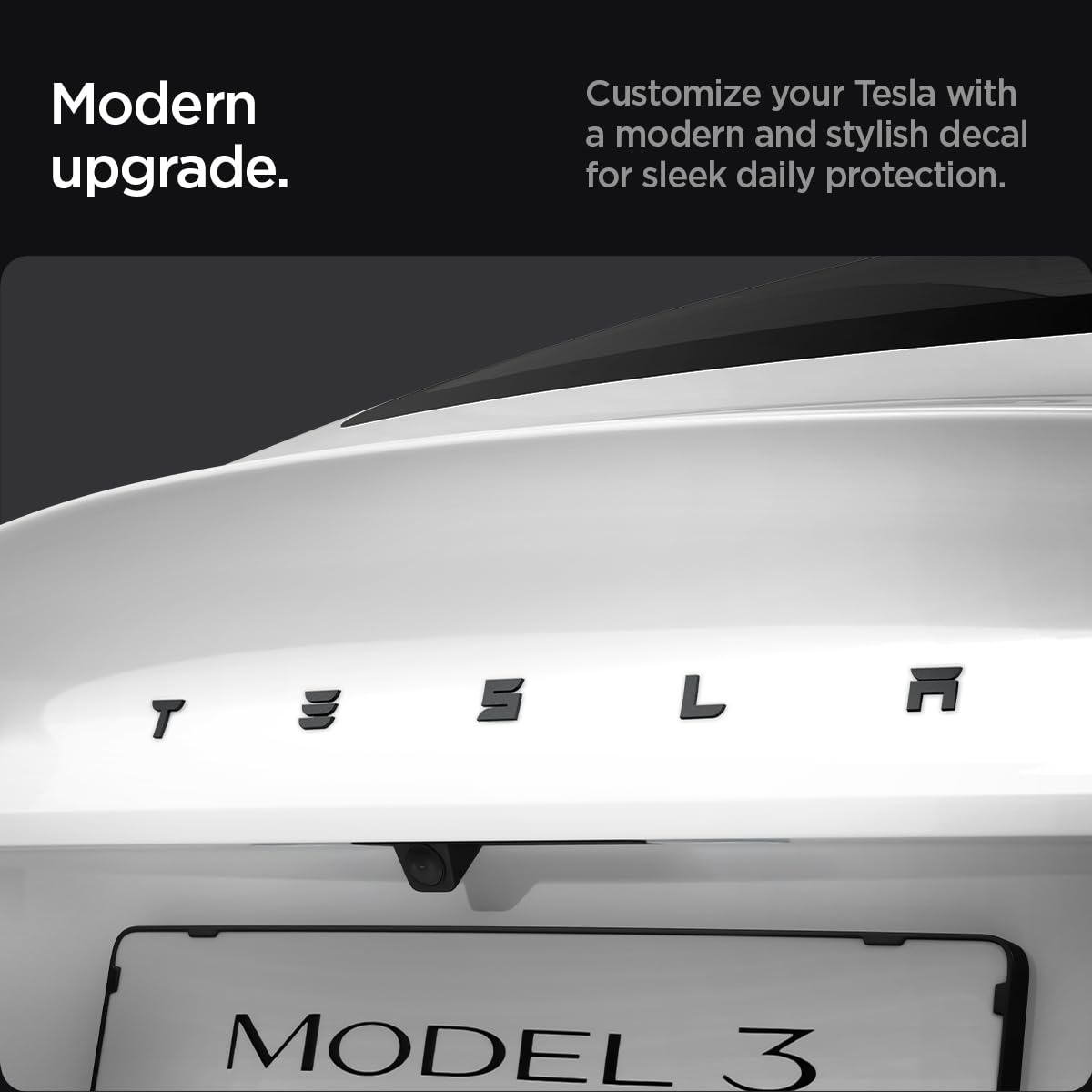 Spigen Rear Emblem Logo Full Cover Sticker Designed for Tesla Model 3 2025/2024 Refresh (Highland) - Black