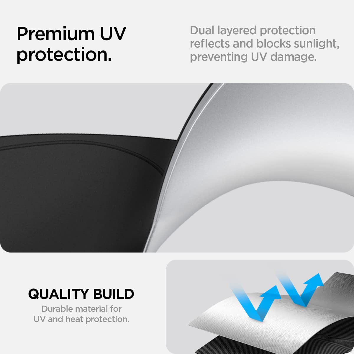 Spigen Triple-Coated CryoShade Front Windshield Sunshade (Reinforced Velcro Strap) Designed for All Tesla Model 3 & Y 2025/2024/2023/2022 [Compatible with New Model Y Refresh (Juniper)]